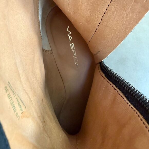 VIA SPIGA WOMEN ANKLE BOOTS BLACK LEATHER FLAT ZIPPER size 8 - Picture 8 of 8